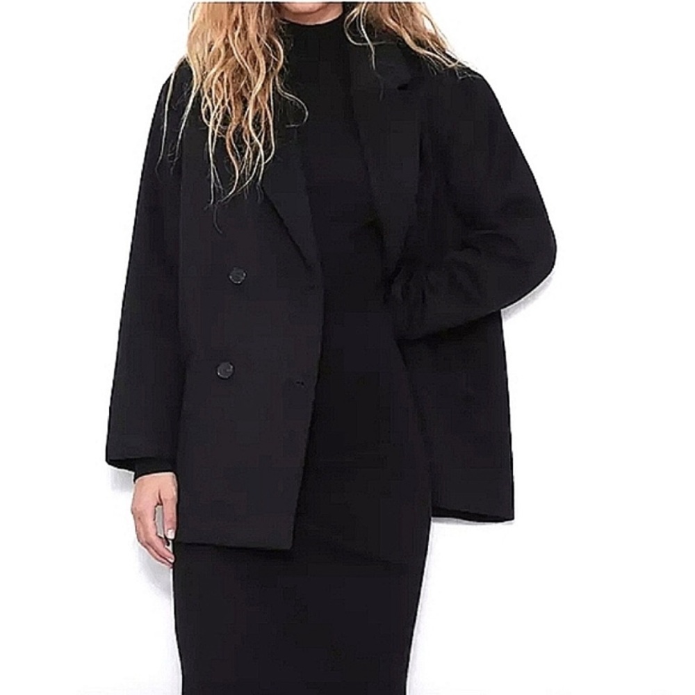 Zara H&M Oversized Felted Wool Blend Double Breasted Coat Jacket Minimalist M